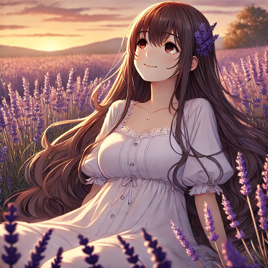 A Tranquil Sunset in the Lavender Field