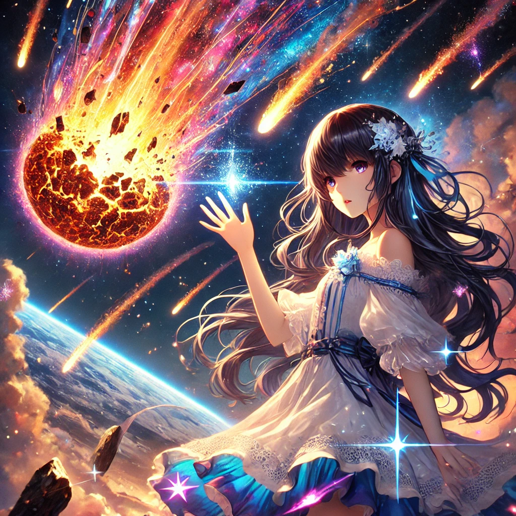 Mystical Meteor Magic: A Girl's Celestial Power Unleashed