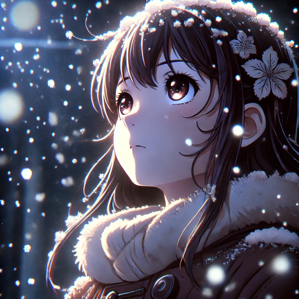 Magical Winter Night: A Heartwarming 4-Panel Comic About a Girl and Snowflakes