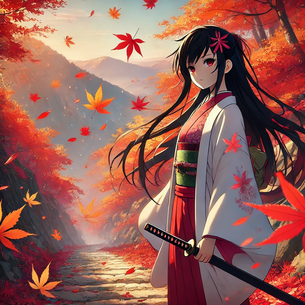 A Serene Autumn Day: The Girl and Her Sword