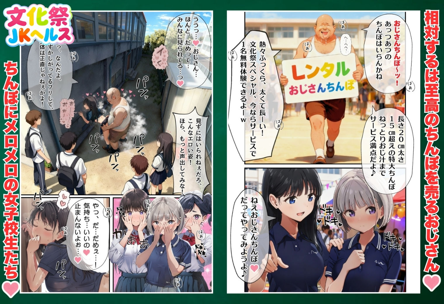 【大乱交】文化祭JKヘルス VS レンタルおじさんちんぽ