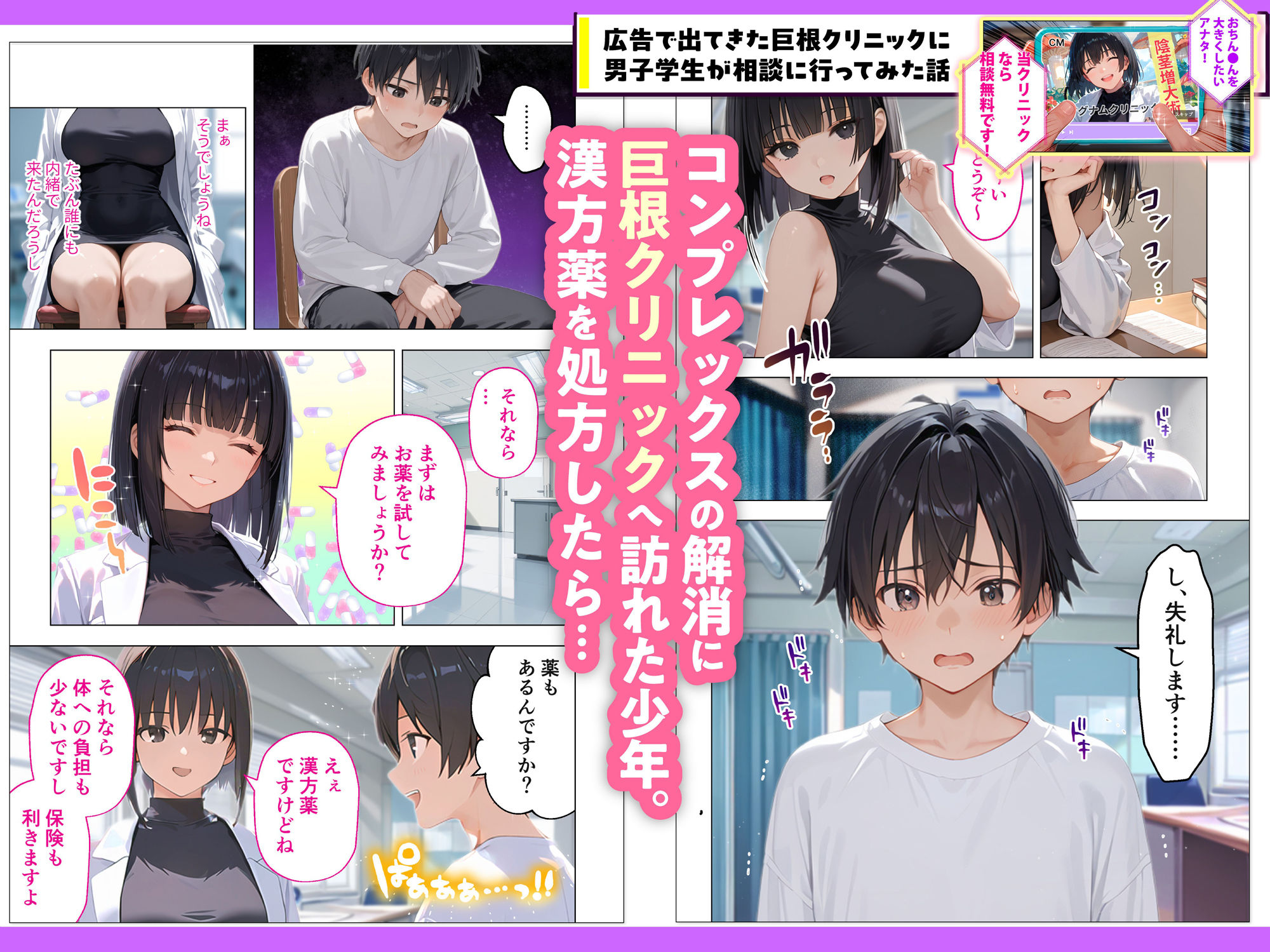 広告で出てきた巨根クリニックに男子学生が相談に行ってみた話(1/4)