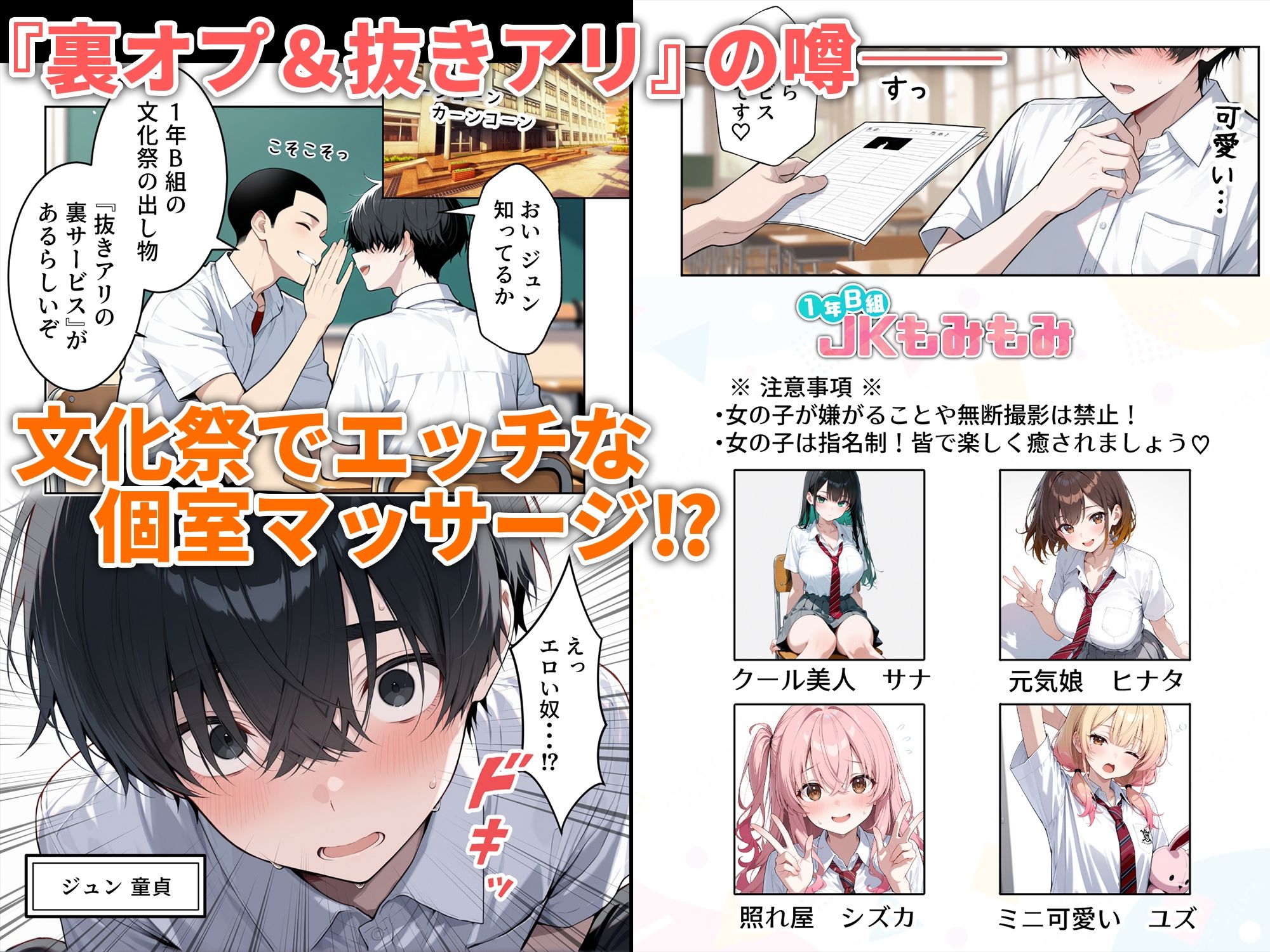 文化祭えっち JKの個室マッサージ喫茶で裏オプ甘々SEX(はーと)