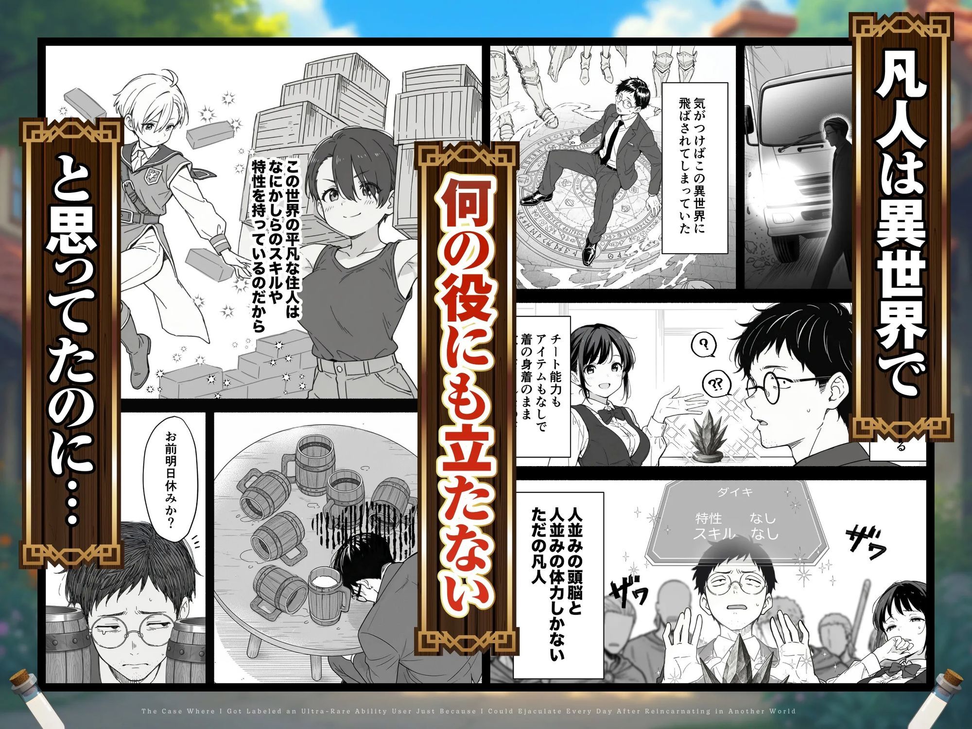異世界転生したら毎日射精できるというだけで激レア能力者認定された件(1/7)