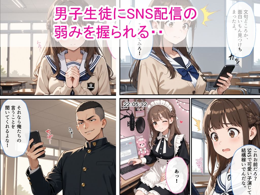 生意気女子校生がSNS配信の秘密を同級生に握られ教室で中出しされた話